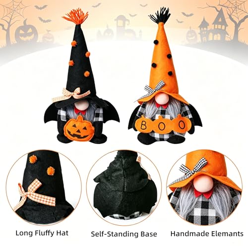 Halloween Plush Gnomes Decorations Set of 2 - Bat Boo Variation