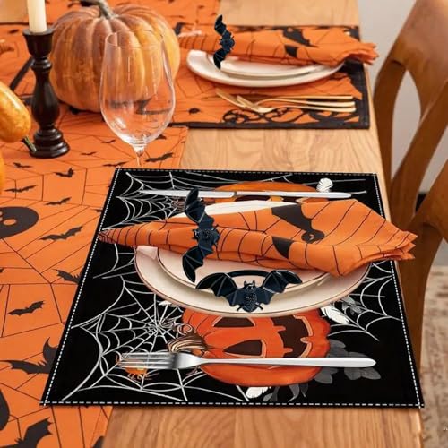 Halloween Napkin Rings Set of 6 - Black Bat Design, Size 4, Spooky Table Decor