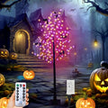 Purple & Orange Halloween Lighted Tree with 260 LEDs, 6FT, Dimmable & Timer, Indoor Outdoor Decorations
