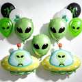 Alien Balloon Decorations Set for Space-Themed Party - UFO and Alien Head Balloons