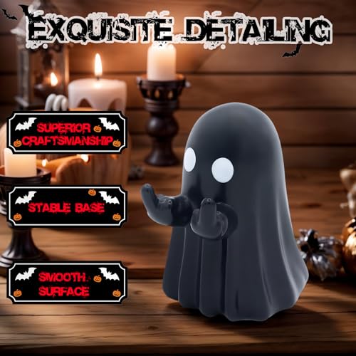 Halloween Ghost Figurine Set - Spooky Cute Indoor Decorations, 2 Pack Black & White