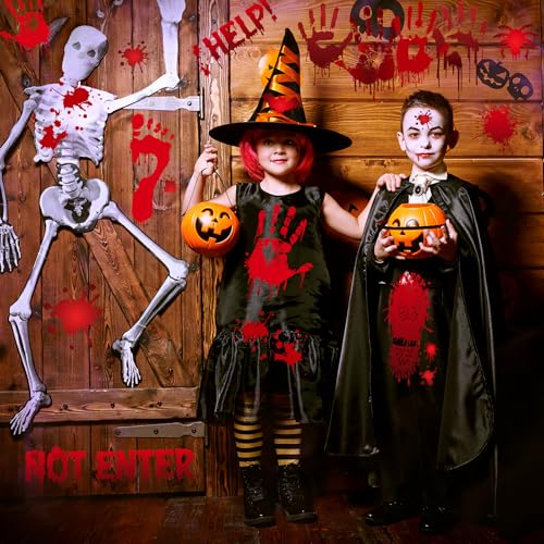 6 Sheets Bloody Handprint and Footprint PVC Window Stickers for Halloween