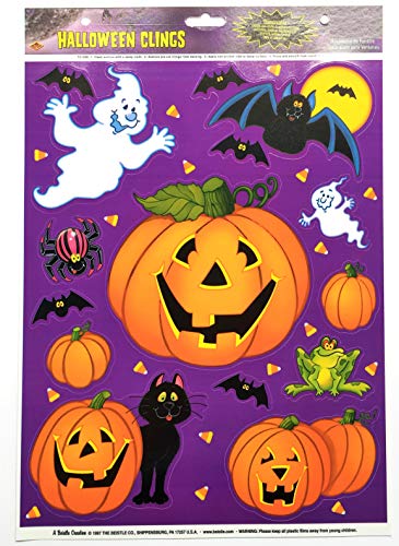 Halloween Window Stickers Clings Pack - Pumpkins, Ghosts & More