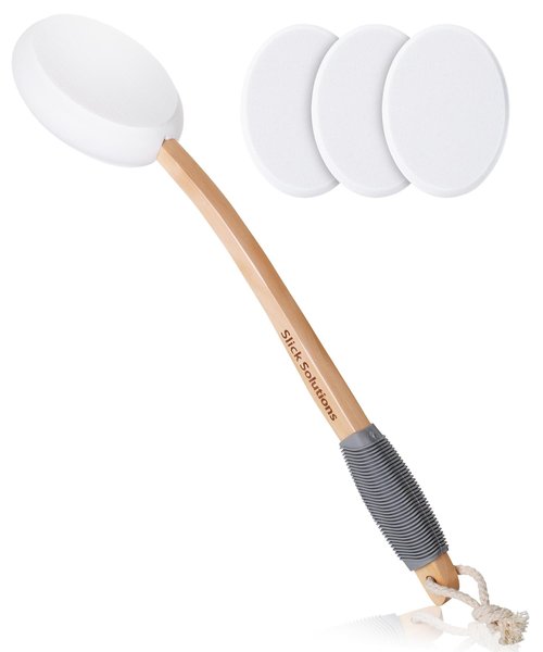 Slick- Lotion Applicator with 3 Extra Pads, 17 Inch, Back Applicator Lotion, Certified Organic, Easy Reach Washable, Self Tanner for All Skin Tone