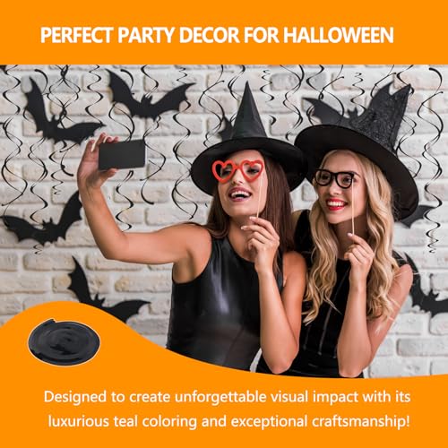 Black Hanging Swirl Party Decorations 30 Pack - Double Spiral Ceiling Streamers
