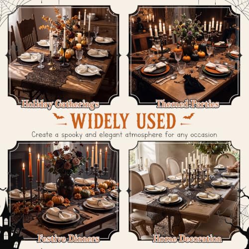 Halloween Spider Table Decoration Set with Web Runner and Lace Placemats