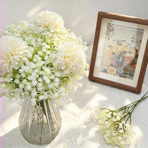 Baby's Breath Artificial Flowers 300 Pcs - Real Touch White Fake Floral Bouquet