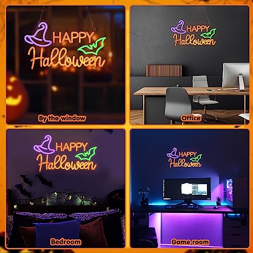 Happy Halloween Neon Sign - USB Powered LED Wall Decor