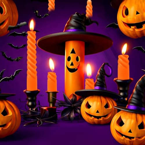Pumpkin Orange Spiral Taper Candles - Unscented Dripless Twisted Candlesticks - 6 Pack, 10 Inch Fall Halloween Decor