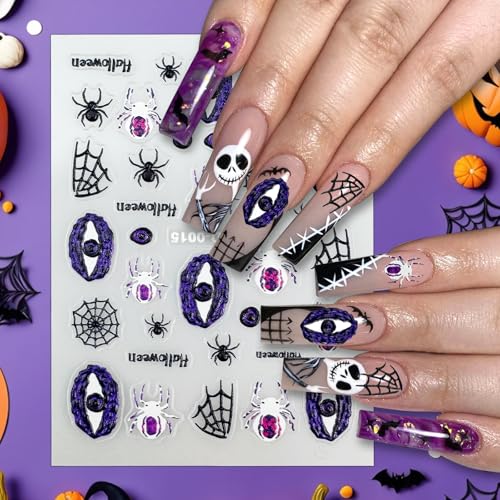 Halloween Nail Art Stickers - Pumpkin Skull Ghost Bat & Spider Web Design - Variation of THIS Listing