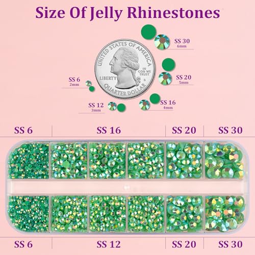 Flatback Rhinestones for Crafts & Jewelry Making - Dark Green AB, 1 Box with Glue