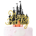 Black Castle Cake Topper Glitter Spooky Bat Birthday Party Decorations - Variation: Black Castle