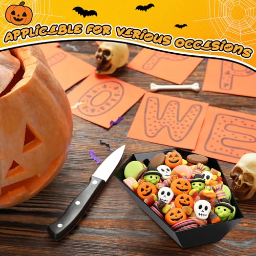 Halloween Candy Bowls Set - 24 Black Coffin-Shaped Plastic Serving Trays
