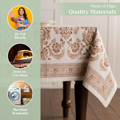 Allure Rectangle Cotton Tablecloth 60x108 Inches - Elegant Holiday & Fall Decor