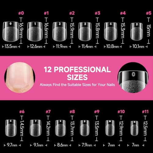 UNA GELLA Extra Short Square Gel Nail Tips A02 - Deep Matte Finish, 312pcs