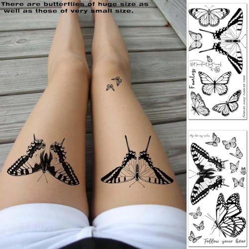 Black Butterfly Temporary Tattoo for Women Girls - Butterfly2 Variation