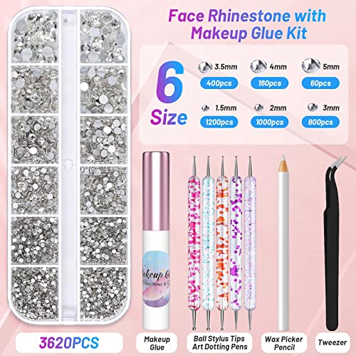 Face Gems Makeup Kit with Face Glue & Tools - Clear Variation
