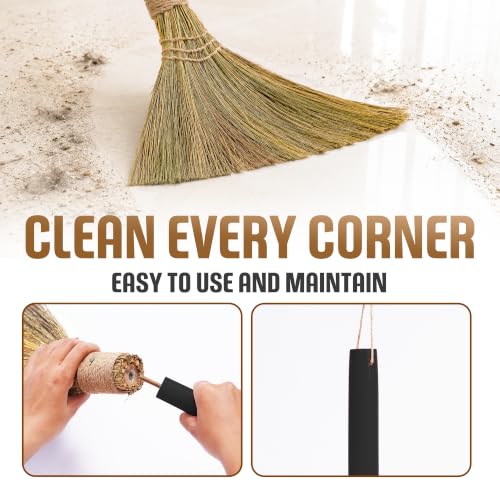Black Natural Grass Wedding Sweeping Broom - Traditional Vietnamese Straw Decor