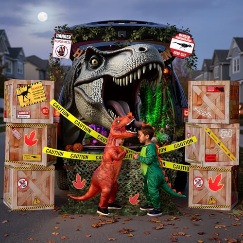 Dinosaur Party Decorations Kit with Favor Boxes Caution Tape Jungle Safari Theme