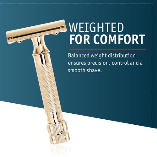 Merkur Classic Double Edge Safety Razor - Gold Plated Finish | 1 Count for a Smooth Shave