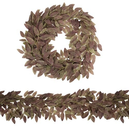 Artificial Fall Garland - 6.66 ft Brown Eucalyptus Vines with Adhesive Hooks - 1 Piece