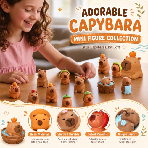 Mini Capybara Figurines Set - Resin Animal Decor for DIY Crafts, Cake Toppers & Fairy Gardens