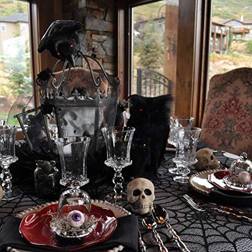 Gothic Black Lace Spider Web Halloween Tablecloth - 53x68 Inches, Spooky Party Decor