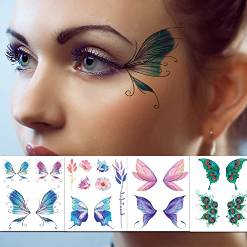 Glitter Butterfly Temporary Tattoos for Kids & Adults - Waterproof & Safe