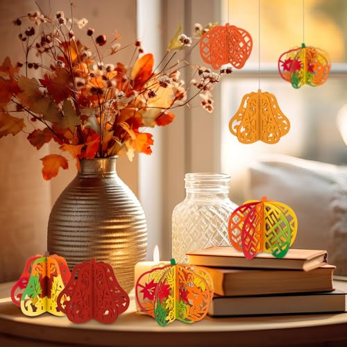 Unfinished 3D Wooden Pumpkin Cutouts - Fall Thanksgiving Decor, 4.7 Inch - 36 Pcs