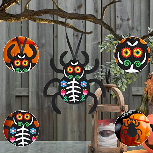 Dia De Los Muertos Felt Ornaments - Mexican Skeleton Halloween Decorations, Pack of 2