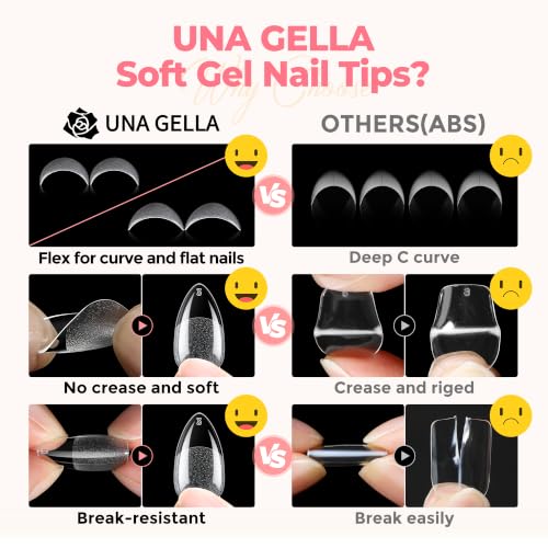 UNA GELLA Short Almond Nail Tips A1-Short Almond 450PCS Fake Acrylic Nails