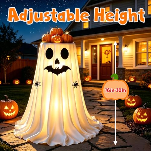 Halloween Ghost Candy Bowl with LED Lights Outdoor Decorations