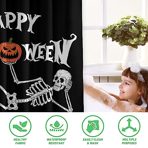 Halloween Skull Shower Curtain - 72x72 Inch Waterproof Fabric with Hooks - Variation 03