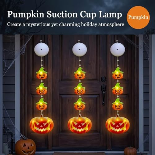 Halloween Window Lights - Battery-Powered Pumpkin with Timer & Suction Cups - Yellow
