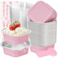Pink Halloween Mini Cake Pans with Lids - 50 Pack for Parties & Gifting