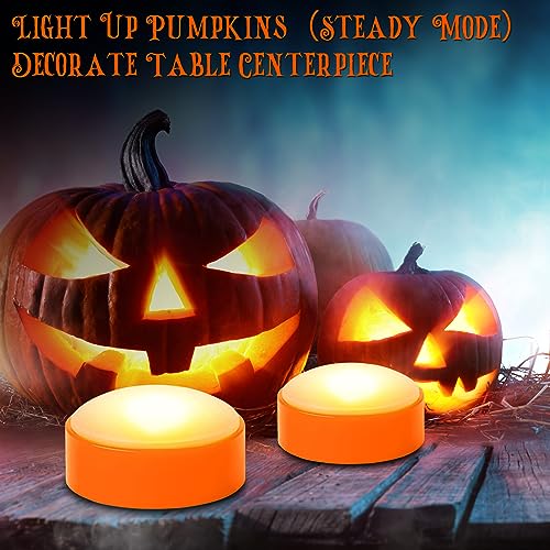7LinRay 4 Pack Pumpkin Lights with Remote - Orange LED Jack-O-Lanterns