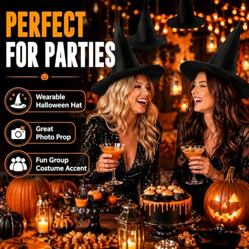 Halloween Hanging Witch Hat Decorations, 12 Pack Floating Witch Hats
