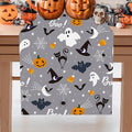 Halloween Table Runner Ghost Pumpkin Black Cat Burlap 13x72 Inch - Gray Halloween Characters
