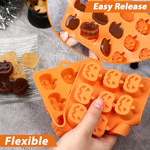 Halloween Pumpkin Chocolate Mold 2-Piece Silicone Candy Molds for Cakes, Cookies, Jellies, and Decorations - Pumpkin-2pcs