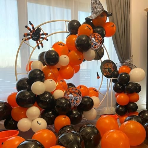Halloween Balloon Garland Arch Kit Black Orange 78pcs - Spooky Party Decorations