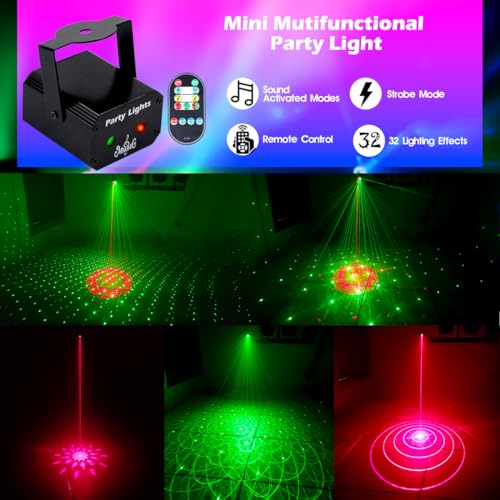 Sound Activated Party Lights with Remote Control - Disco LED Stage Projector for Home & Events
