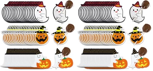 Halloween Lollipop Paper Cards - Ghost Pumpkin Design, Pack of 2, 150 Pcs
