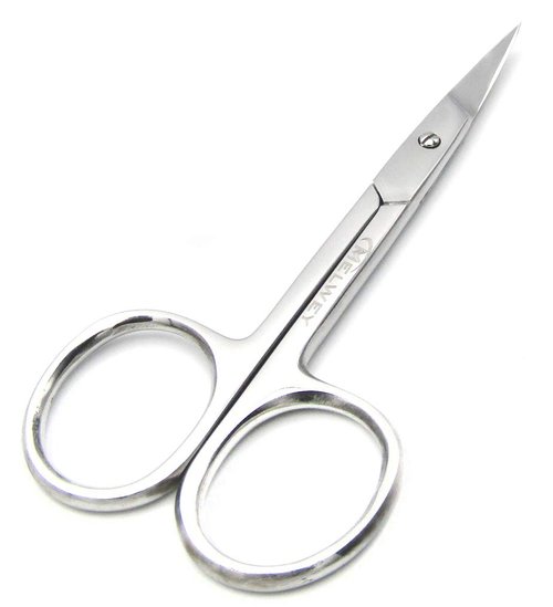 Melwey Eyebrow Scissors & Small Cuticle Scissors, 3.7 Inches – Curved Blade Manicure TSA Scissors, Stainless Steel for Eyelashes, Facial Hair, Pubic Hair, Men’s Moustache & Beard