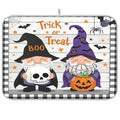 Halloween Gnome Dish Drying Mat - 16x18 Inch Microfiber Kitchen Counter Pad - Festive Pumpkin Skull Design