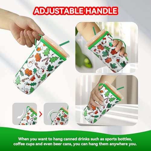 Jolly Holiday Reusable Neoprene Coffee Cup Sleeve Set - Insulated for Hot & Cold Drinks