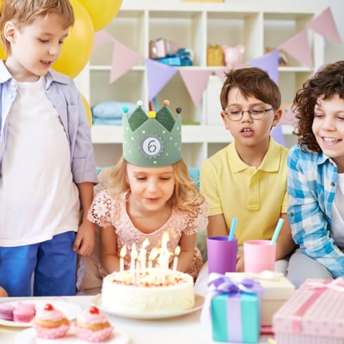 Light Green Reusable Birthday Crown with Replaceable Numbers - Fabric Party Hat