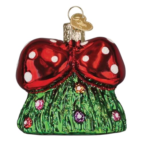 Happy Mushrooms Glass Ornament for Christmas Tree - Handcrafted Holiday Decoration
