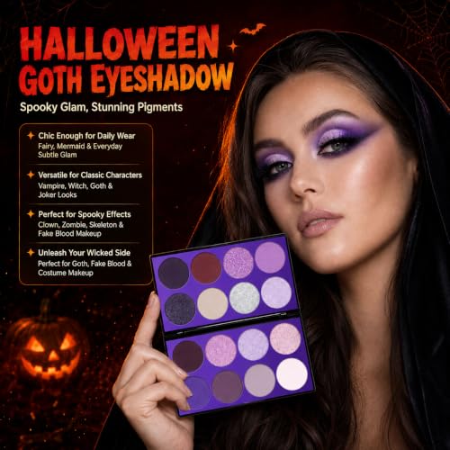 Purple Eyeshadow Palette - Matte, Shimmer & Glitter Shades for Creative Makeup - Variation: Purple