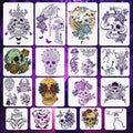 Halloween Skull Stencils Set - Large Reusable Wall Art & Craft Templates - Rose Skull Variation