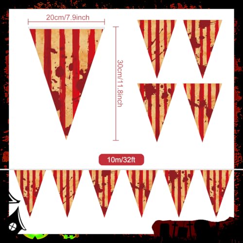 Halloween Red White Striped Pennant Banner - Circus Decor, 10m, 20 Flags - Variation 1